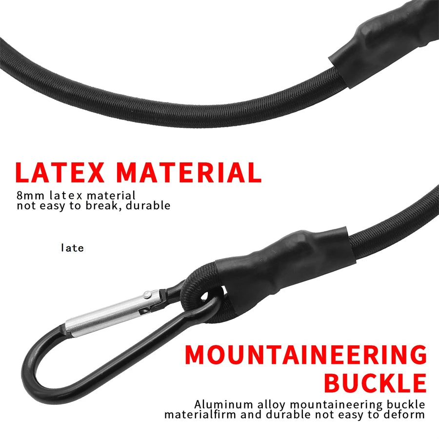 Cuerdas elásticas de 30/60/90/120/150 cm, 8 mm, con ganchos, ligeras, para atar bicicletas, equipaje de coche, correas para portaequipajes de techo.