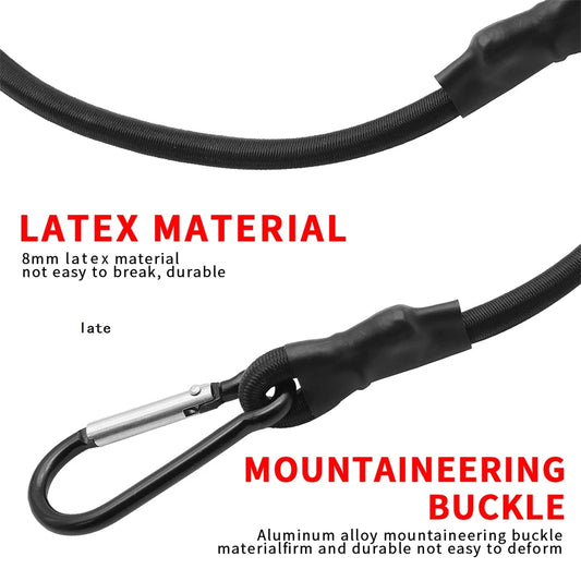 Cuerdas elásticas de 30/60/90/120/150 cm, 8 mm, con ganchos, ligeras, para atar bicicletas, equipaje de coche, correas para portaequipajes de techo.