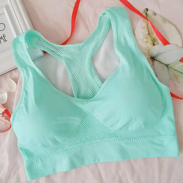 Sujetador deportivo transpirable para mujer, absorbe el sudor, resistente a los golpes, acolchado, ideal para gimnasio, running, fitness, doble capa, sin costuras, yoga y ropa interior. 
