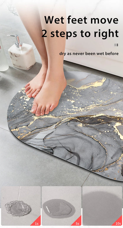 Diatomaceous Earth Bath Mat Bathroom Rug Absorbent Non-slip Floor Foot Mats Quick Dry Shower Carpet Toilet Pad Doormat Washable