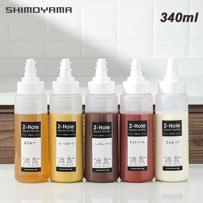 SHIMOYAMA 340ml Sauce Bottle Condiment Squeeze Bottles for Ketchup Mustard Hot Sauces Honey Dispenser Gravy Cruet Kitchen Gadget