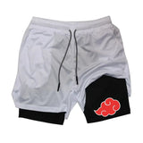2-in-1 Performance Shorts Athletic Compression Shorts with Towel Loop Pockets Gym Workout Fitness Running Anime Print RL00107