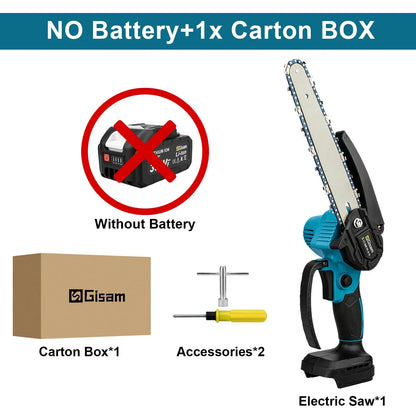 Gisam 8 Inch Brushless Electric Saw Cordless Chain Saw Handheld Garden Wood Logging Chainsaw Power Tools for Makita 18V Battery