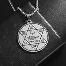 Collar con colgante de brújula de los siete arcángeles de Salomón, de acero inoxidable, estilo retro, amuleto de la suerte para hombre.