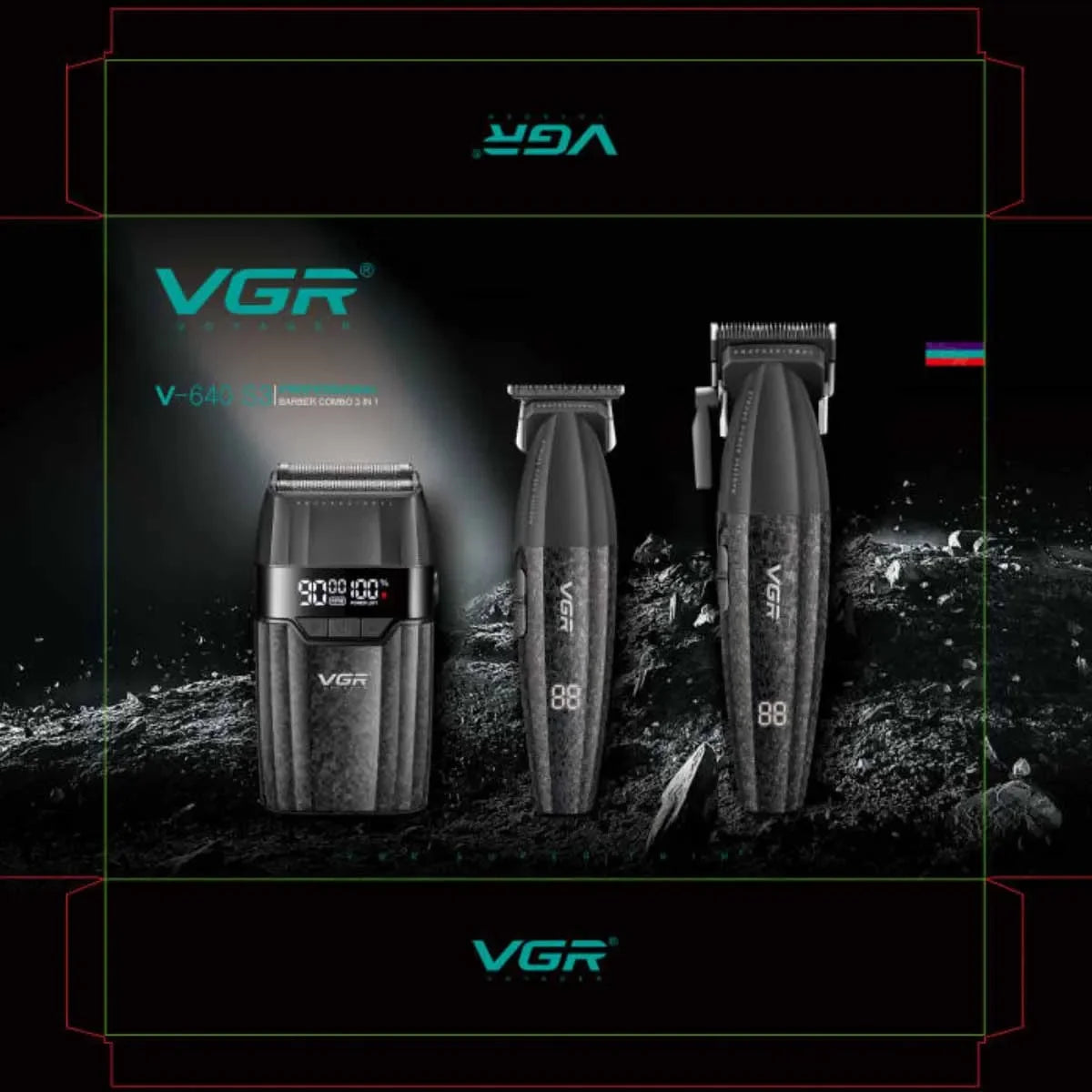VGR Professional Hair Trimmer 9000 RPM Cordless Hair Clipper Rechargeable Hair Trimmer Metal Trim