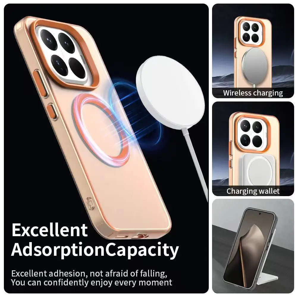 Luxury Matte Candy Magnetic Wireless Charging Transparent Case For Redmi Xiaomi 14T Pro 15T 15TPro For Magsafe Shockproof Cover