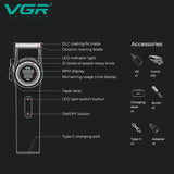 VGR 001 977 new hair trimming set high-end men's hair clipper intelligent digital display electric carving and whitening trimmer