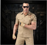 Short Sleeved Shirts Men Tactical T-shirt Spring Summer Workwear Cotton Vintage Shirt  Army Embroidery Pocket Cargo Tees