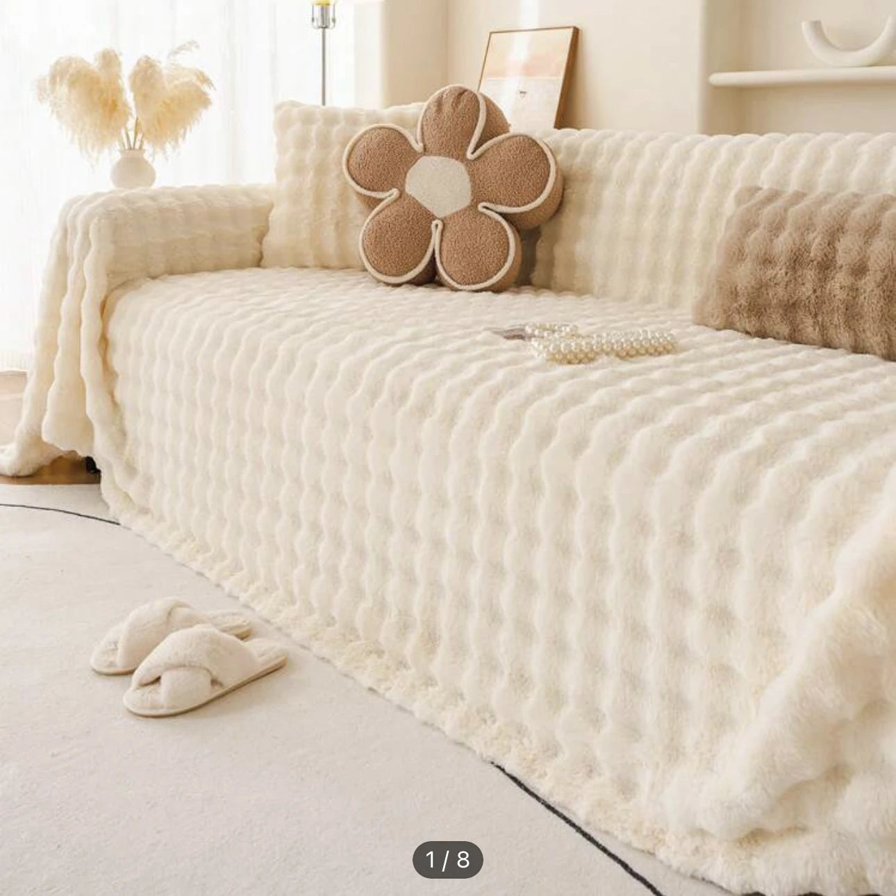 Bubble Imitation Fur Sofa Towel Faux Fur Sofa Cover Blanket Couch Cover Universal for Living Room Warm