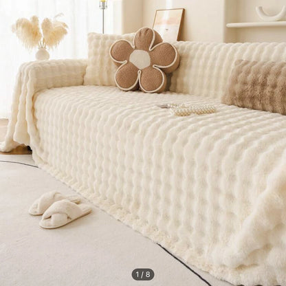 Bubble Imitation Fur Sofa Towel Faux Fur Sofa Cover Blanket Couch Cover Universal for Living Room Warm