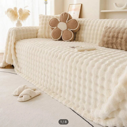 Bubble Imitation Fur Sofa Towel Faux Fur Sofa Cover Blanket Couch Cover Universal for Living Room Warm