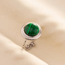 1pc Green Turquoise Ring Hippie Stainless Steel Silver Color Charm Opening Adjustable Ring Women Chunky Bohemian Party Jewelry