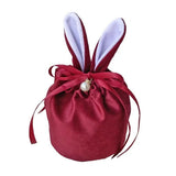 New Rabbit Ears Candy Bag Easter Drawstring Bag Velvet Draw String Candy Bags Gift Packing Bags Party Decoration Drop Shipping