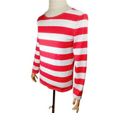 Wheres Waldo Cosplay Striped Shirt Youth Kids Wally Costume Shirt Glasses and Hat Socks Unisex Adults Christmas Cosplay Costumes