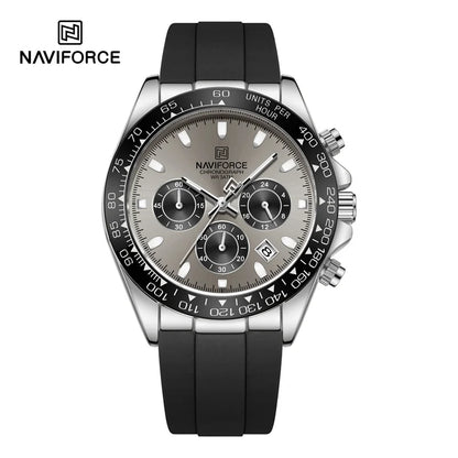NAVIFORCE Reloj de lujo para hombre, deportivo, resistente al agua, de cuarzo, con correa de silicona, cronógrafo, luminoso, de pulsera, masculino