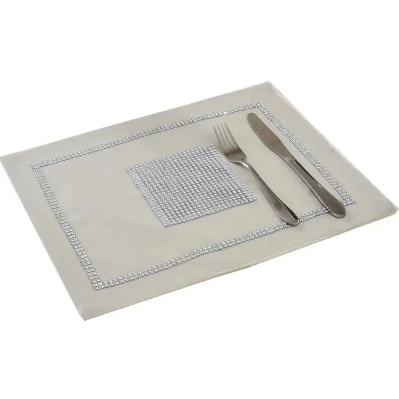 Heat Resistant Dining Table Mat Diamond Embedded Anti Slip Western Dining Pad Cushion Home Use Tablecloth Accessories