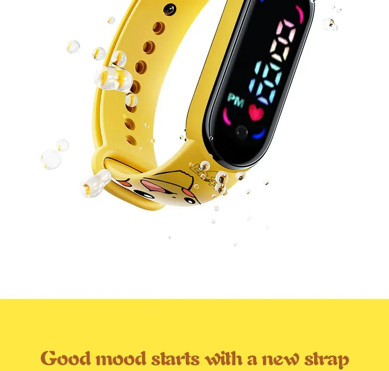 Pokemon Pikachu Dragon Ball Z Sport Casual Watches Led Silicone Watch Color Lovely Digital Children Wristwatch Clock Gift Toys