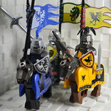 New Medieval Knights Red Lion Black Eagle Castle Soldier Green Dragon Action Figures Cavalry Building Block Military Toy Gifts
