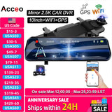 Acceo A37 Car DVR 10.0 Inch Rear View Mirror 2.5K Dash Cam 1080P Car Camera With Rear View Camera Video Recorder Registrar DVRs