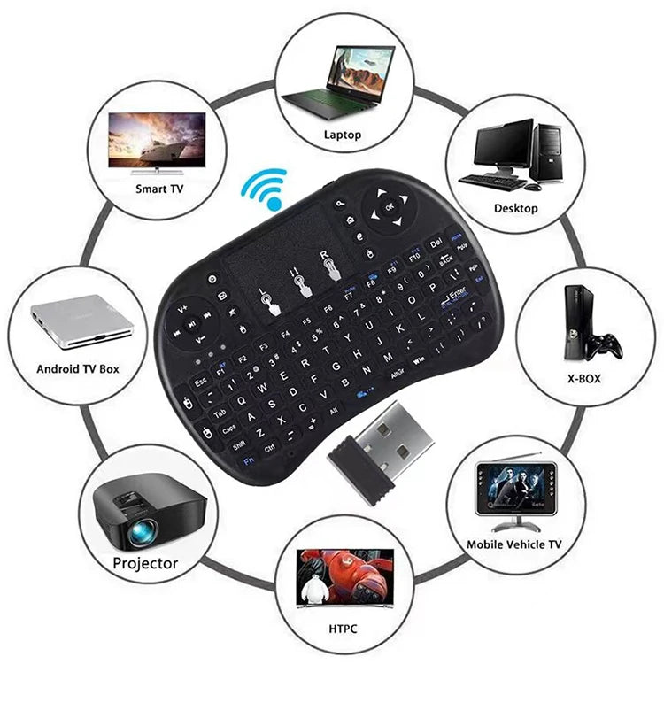 Teclado inalámbrico i8 de 2,4 GHz, miniteclado táctil en inglés y ruso, ratón aéreo, control remoto, portátil, TV Box, proyector.