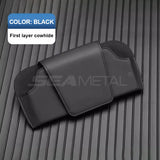 SEAMETAL Cowhide Sun Visor Glasses Holder Premium Leather Wear-Resistant Sunglasses Protective Box Auto Eyeglasses Storage Case