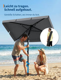 UPF 50 + Rectangular Patio Umbrella 200x125cm with Stand Height Adjustable Windproof Outdoor Sun Shade Parasol for Garden Beach