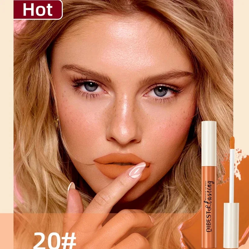 Nude Matte Lip Gloss 24 Colors Long-lasting Velvet Lipstick Waterproof Non-stick Cup Sexy Red Dark Lip Tint Makeup Cosmetic