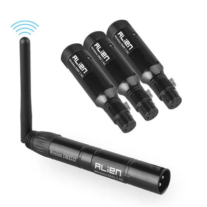 Alien recarregável 2.4g ism sem fio dmx 512 dfi controlador xlr receptor transmissor para discoteca dj festa bar dmx palco par luz
