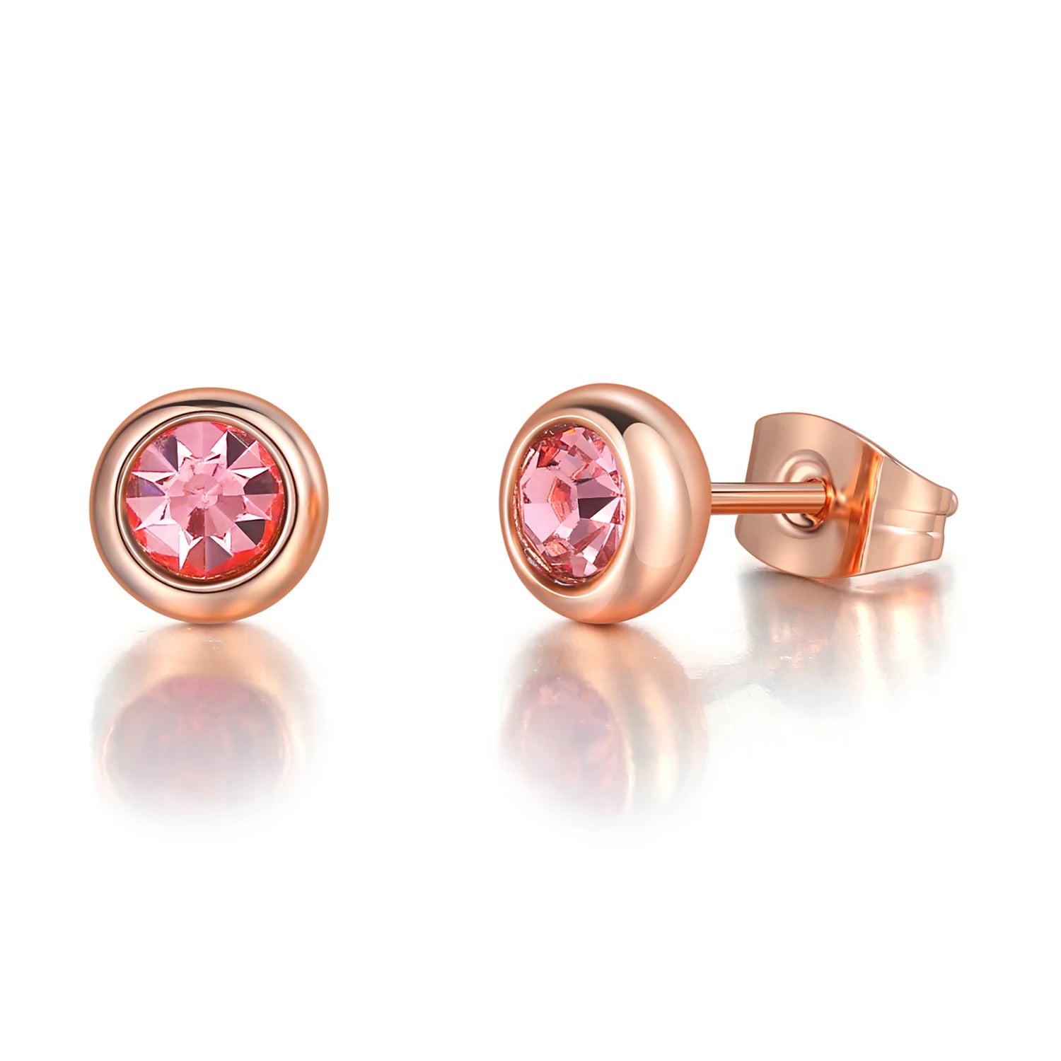 Classic Modern Cubic Zirconia Stud Earrings For Women Simple Rose Gold Color Women's Earing Accessories Fashion Jewelry E270