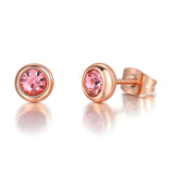 Classic Modern Cubic Zirconia Stud Earrings For Women Simple Rose Gold Color Women's Earing Accessories Fashion Jewelry E270