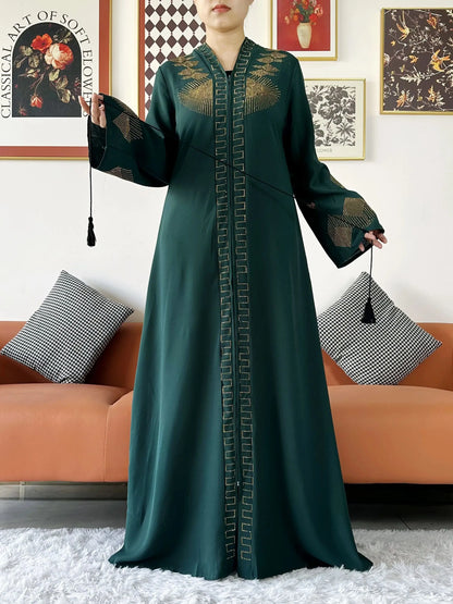 Vestido elegante de gasa para mujer, abaya abierta con cremallera, ropa musulmana, cárdigan islámico, abaya, nuevo
