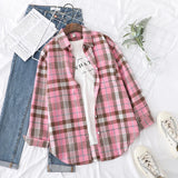 Casual Women's Plaid Shirt 2025 Spring Autumn New Ladies Loose Blouse and Tops Female Long Sleeve Shirts Fresh Checked Clothes