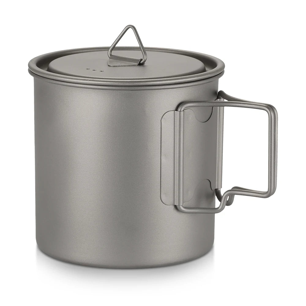 Taza de agua ultraligera de titanio Lixada con asa plegable, portátil para exteriores, camping, picnic, 300 ml/350 ml/550 ml/650 ml