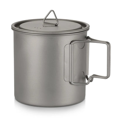 Taza de agua ultraligera de titanio Lixada con asa plegable, portátil para exteriores, camping, picnic, 300 ml/350 ml/550 ml/650 ml