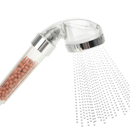 Anti Limestone Filtered Shower Head ABS High-Pressure Water Saving Handheld Clear Showerheads with Filter Beads for Bathroom