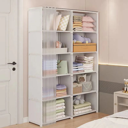 6/5 Layers Dustproof Wardrobe Bedroom Open Simple Assembly Storage Cabinet High Capacity Partition Bookshelf Closet Organizer