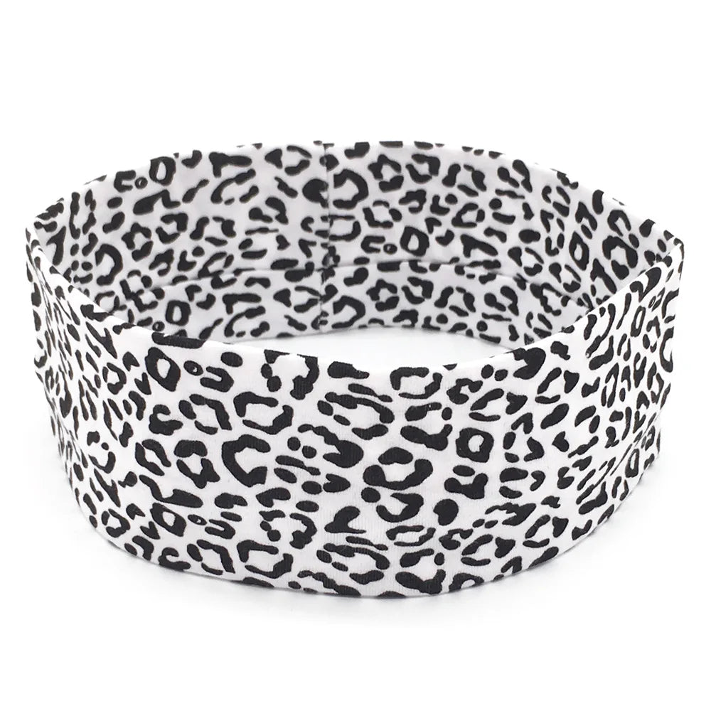 Fashion Leopard Print Sports Headband Yoga Headband Women's Fitness Elastic Cotton Sweat-Absorbing Headscarf Athletic Headwear
