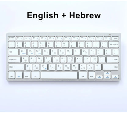 Bluetooth Keyboard Mini Ultra Thin Portable Wireless Keyboard Spanish Russian Layout for Tablet/iPad/Laptop/Phone