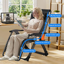 Outdoor Garden Sunloungers Folding Chair with Cup Holder and Headrest Pillow Lounge Chair Folding Patio Recliner Support 150kg