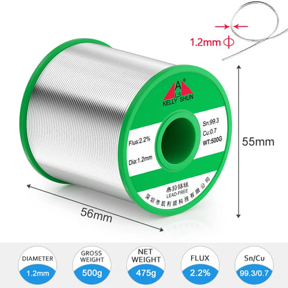 KELLYSHUN Lead free Solder Wire RoHS Containing Rosin Wire Soldering for Electrical High Purity Tin Solder Wire Roll 500g