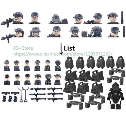 Military Special Forces Action Figure Building Blocks Ghillie Suit Weapons Sniper SWAT Ghost KSK Police Bandit Boy Toy Gift F029