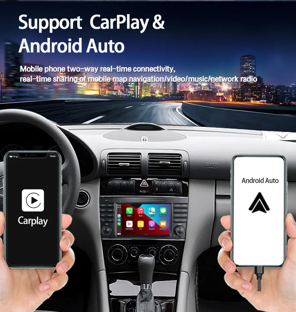 Android 13 two din built with wifi octa core 4GB Touch Screen car multimedia player for mercedes Benz w203