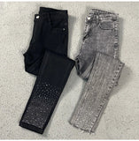 Spring Summer 2024 New Fashion Harem Denim Pants Female Rhinestones Korean Version High Waist Slim Elastic Jeans Pencil Pants