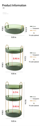Organizador de maquillaje giratorio para tocador, organizador de 3 niveles para el cuidado de la piel, gran espacio de almacenamiento para encimera de baño, soporte transparente para cosméticos, tocador