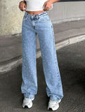 Women's High Waisted Baggy Jeans Denim Pants Y2K Aesthetic Vintage Design Loose Fit Comfortable Female Daily Casual Clothing