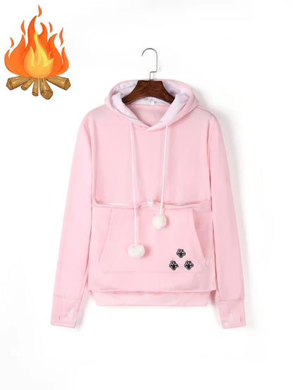 Gato amantes hoodies malote cão animal de estimação hoodies para canguru casual animal de estimação pata pullovers afago bolsa moletom bolso animal orelha com capuz