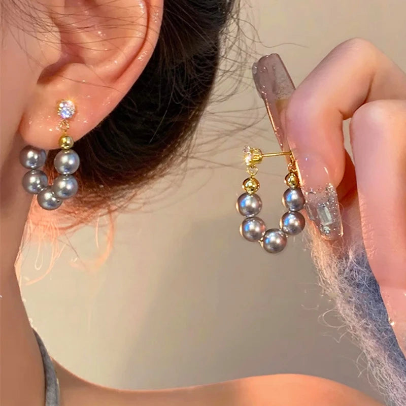 Blue Heart Shaped Zircon Long Tassel Gold Color Ear Wire for Women Elegant Exquisite Temperament Ladies Wedding Party Jewelry