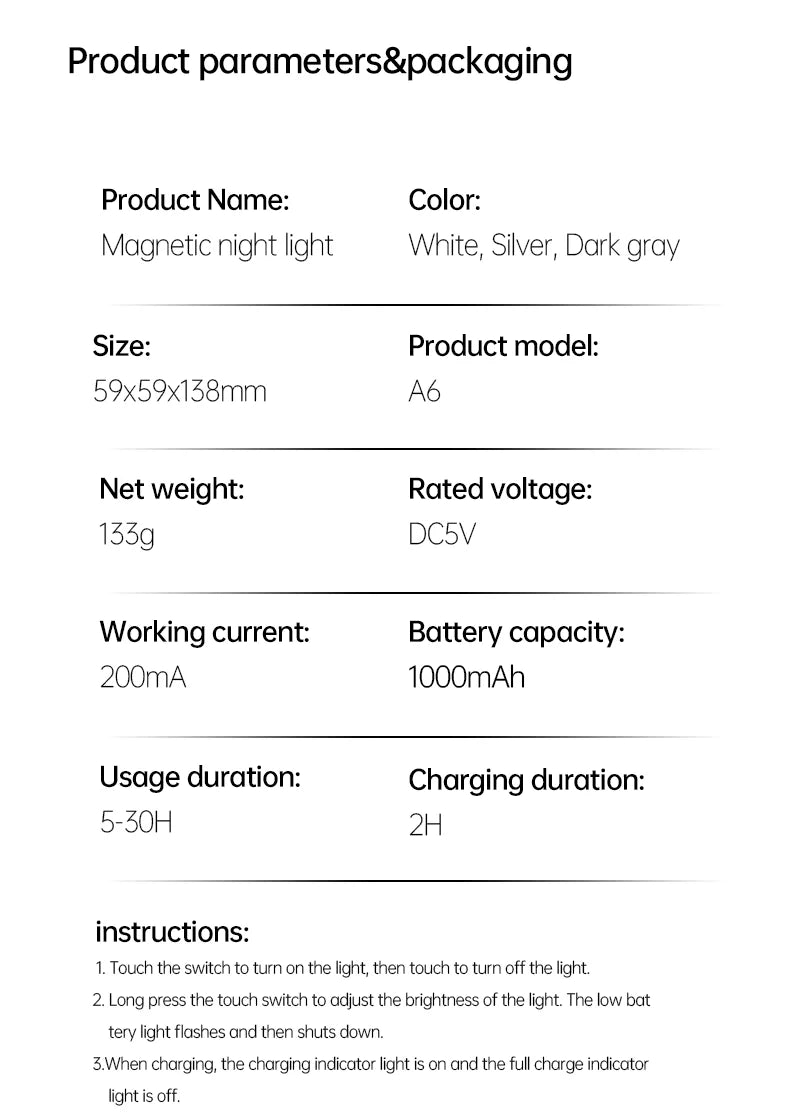 LED Minimalist Cordless Table Lamps 3 Levels Dimmable Rechargeable Camping Atmosphere Light Magnetic Filament Wireless Lamp