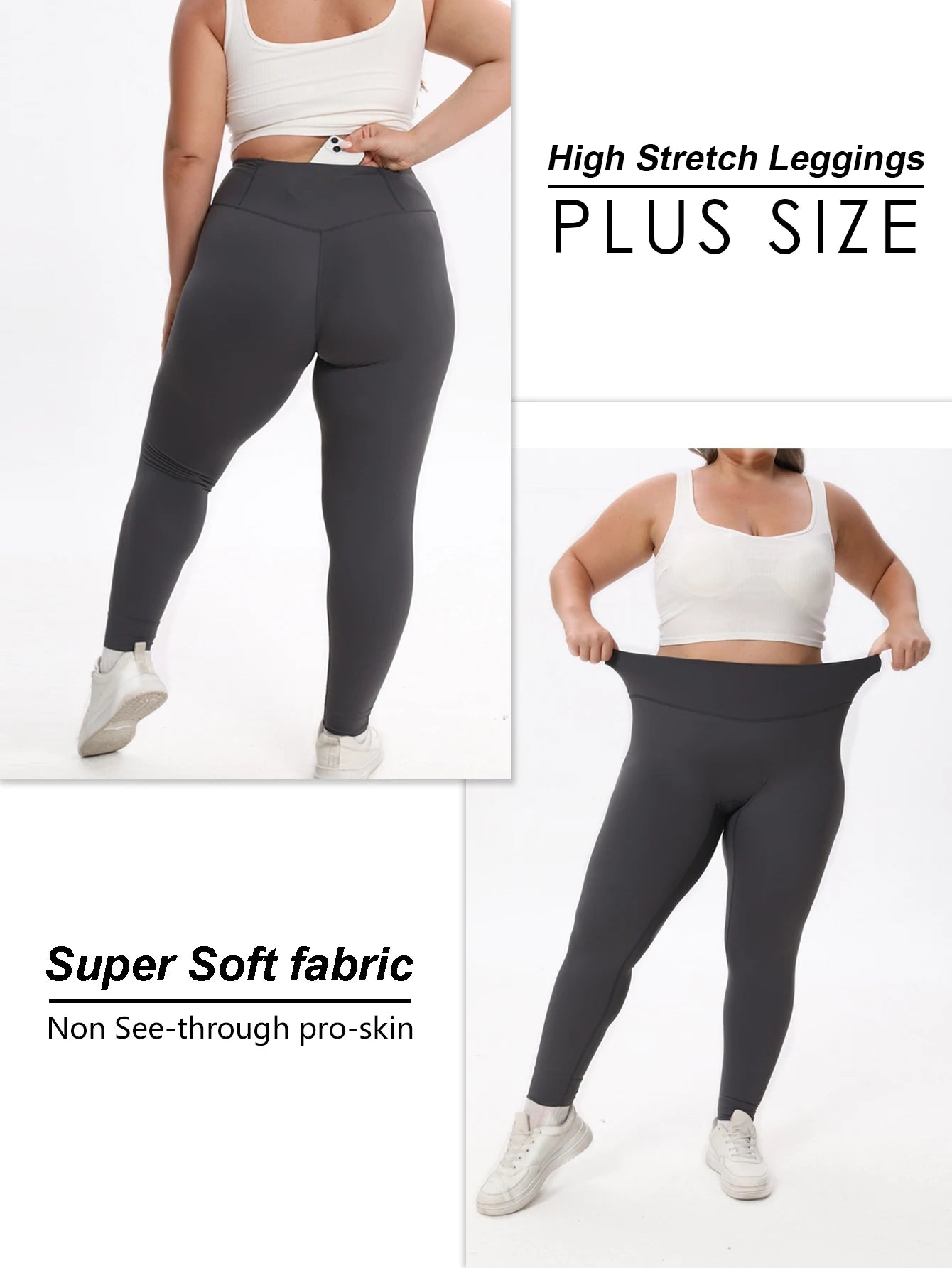 Calça feminina clássica plus size, cor sólida, academia, esporte, fitness, cintura alta, estiramento, yoga, legging, gordura, sof e respirável, pés
