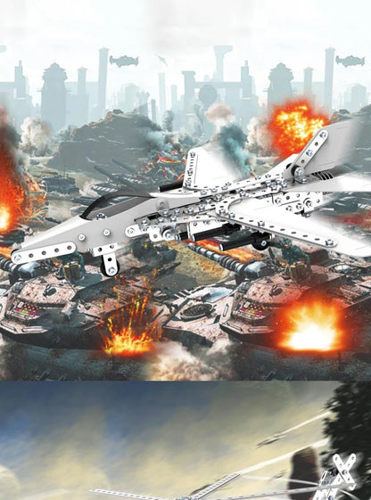 Children DIY Metal 3D Assembly Building Blocks Aircraft Warship Model Screw Nut Metal Toys Adult High Difficult Puzzle